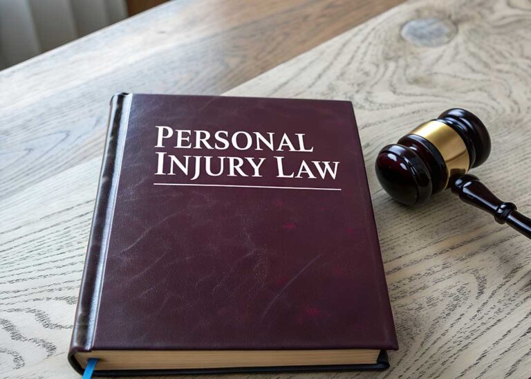 A person reviewing medical bills, wage records, and an insurance claim folder at a kitchen table.